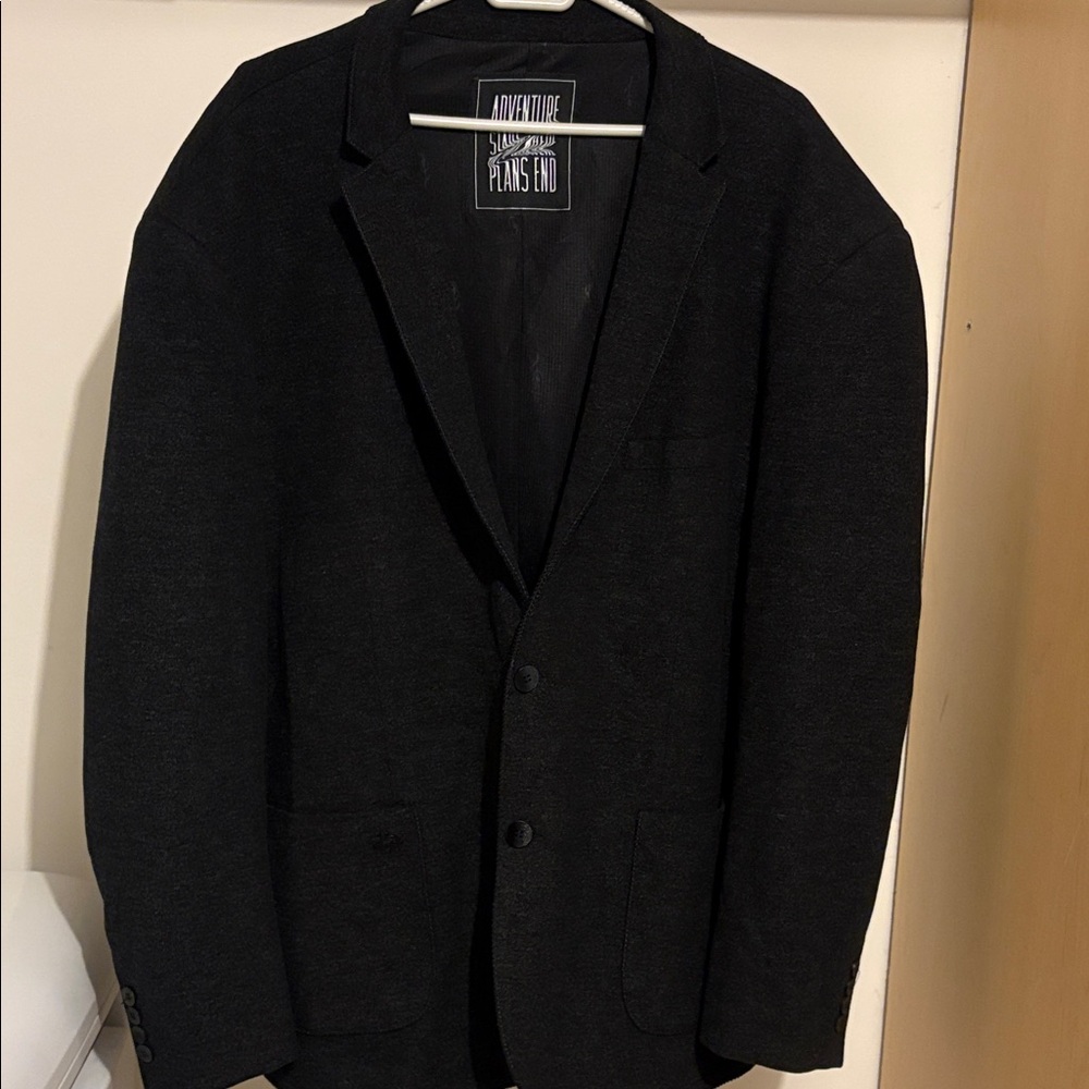 Black/Charcoal Men's Casual Soft knit Blazer Two Button Closure size XXXL or 55s